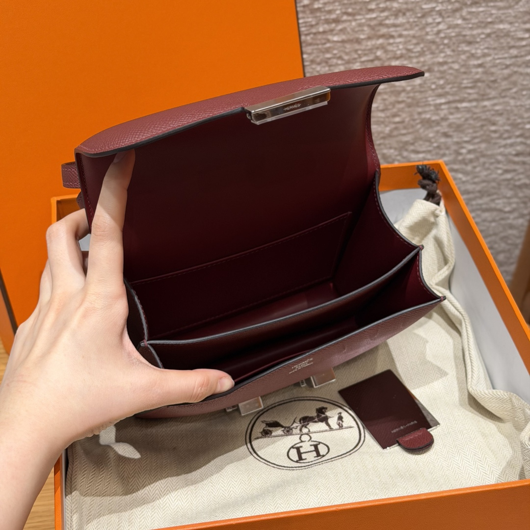 高仿Hermes*Constance19系列H080169EP55愛馬仕紅牛皮銀扣純手工