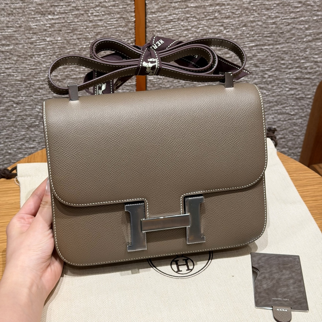 高仿Hermes*Constance24系列H080170EP18大象灰牛皮銀扣純手工