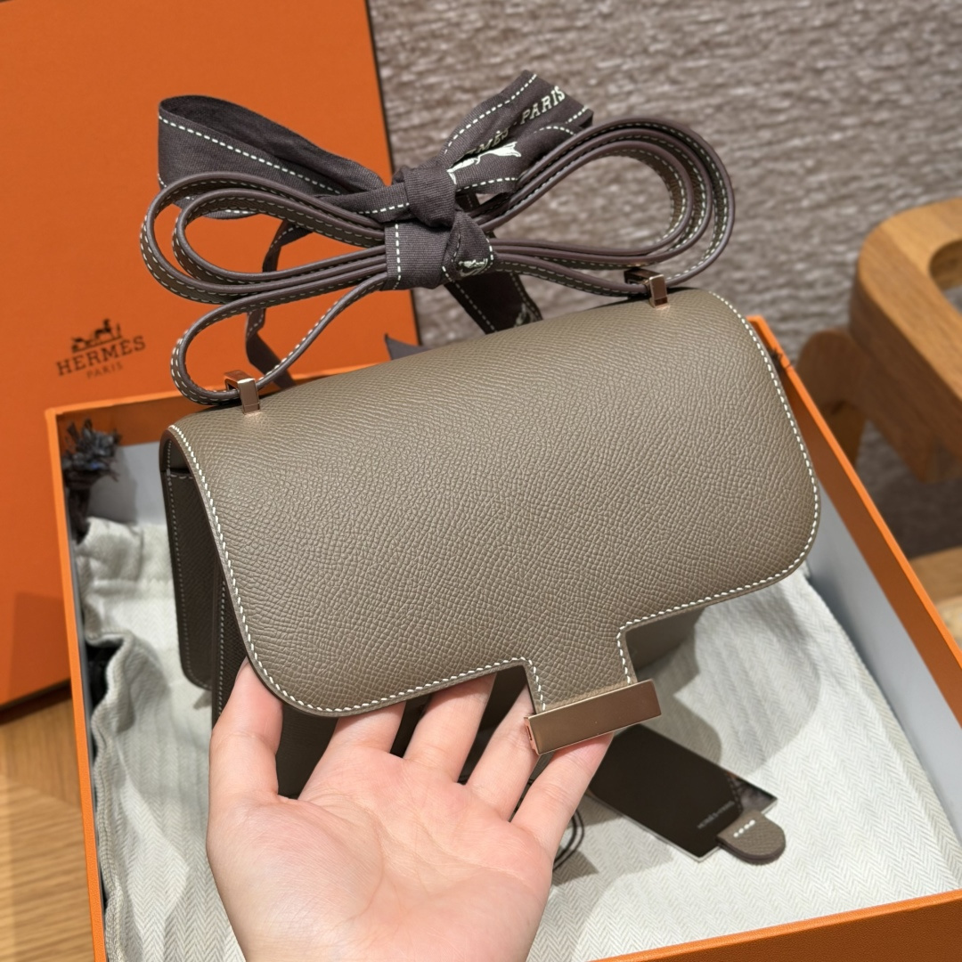 高仿Hermes*Constance19系列H080169EP18大象灰牛皮銀扣純手工