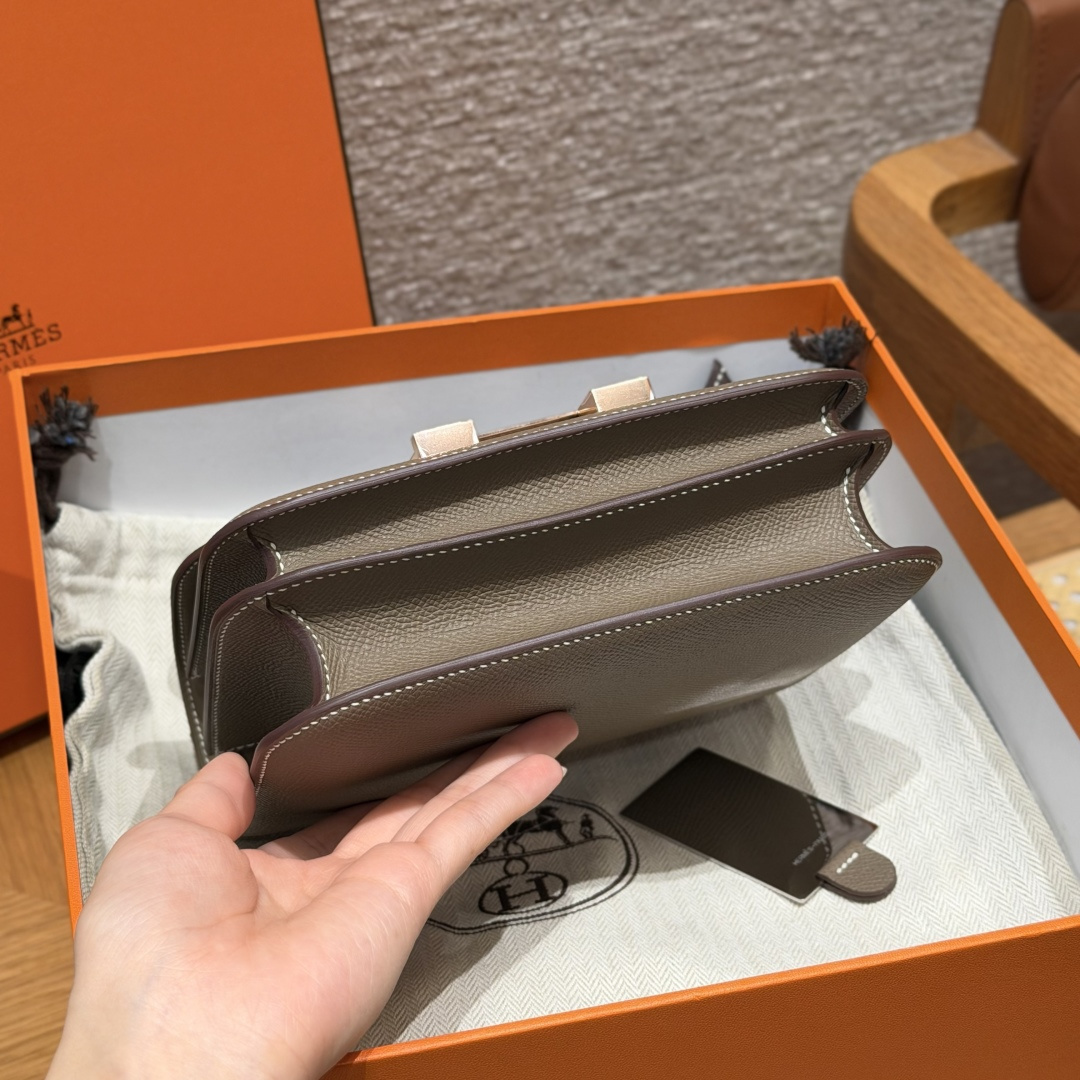 高仿Hermes*Constance19系列H080169EP18大象灰牛皮銀扣純手工