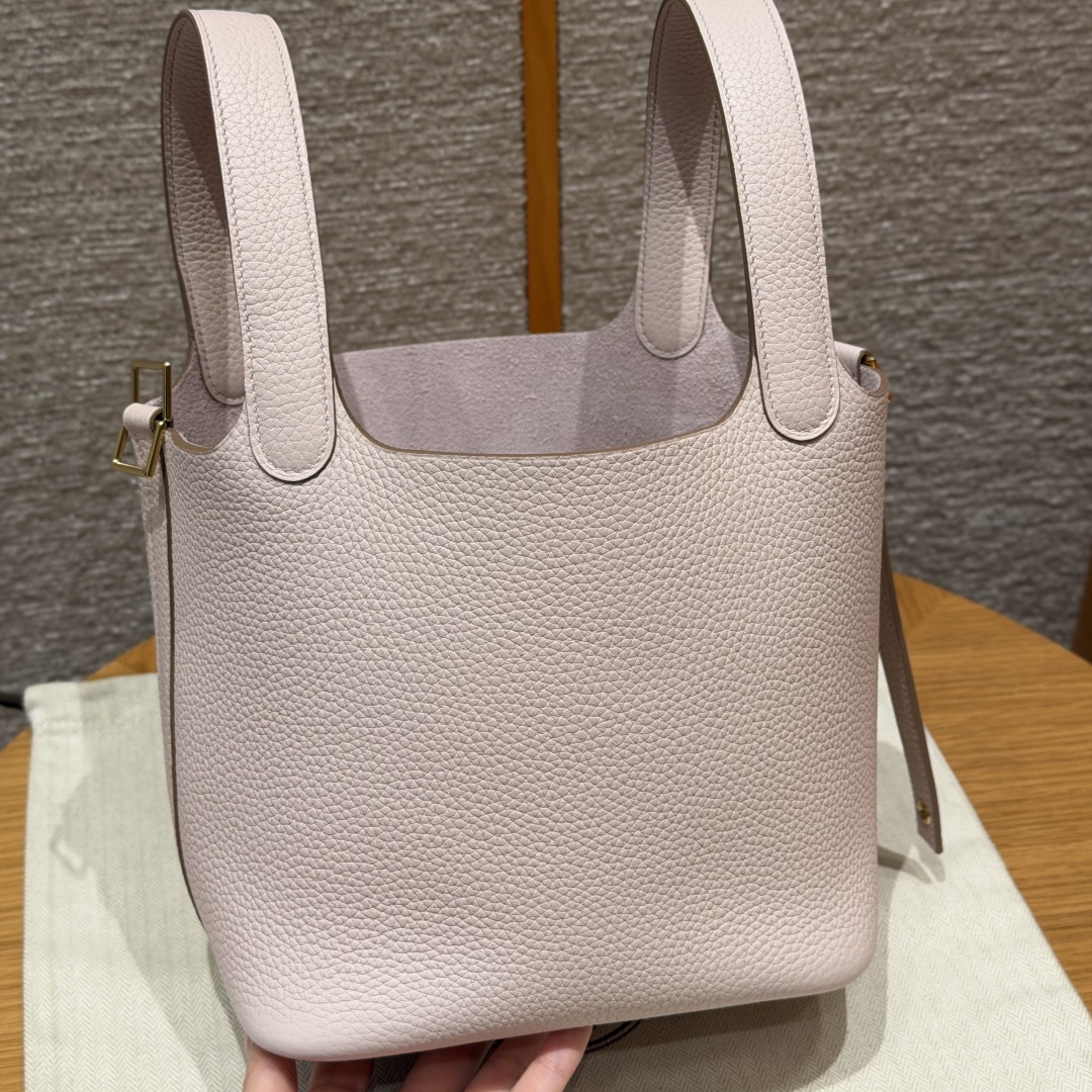 高仿Hermes*Picotin Lock18系列H56289TC09夢幻紫牛皮金扣純手工