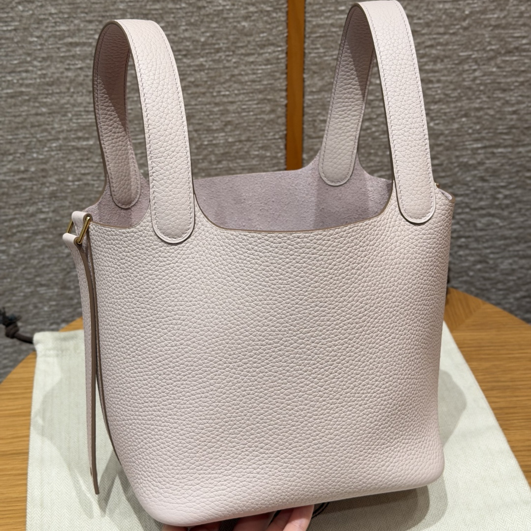 高仿Hermes*Picotin Lock18系列H56289TC09夢幻紫牛皮金扣純手工