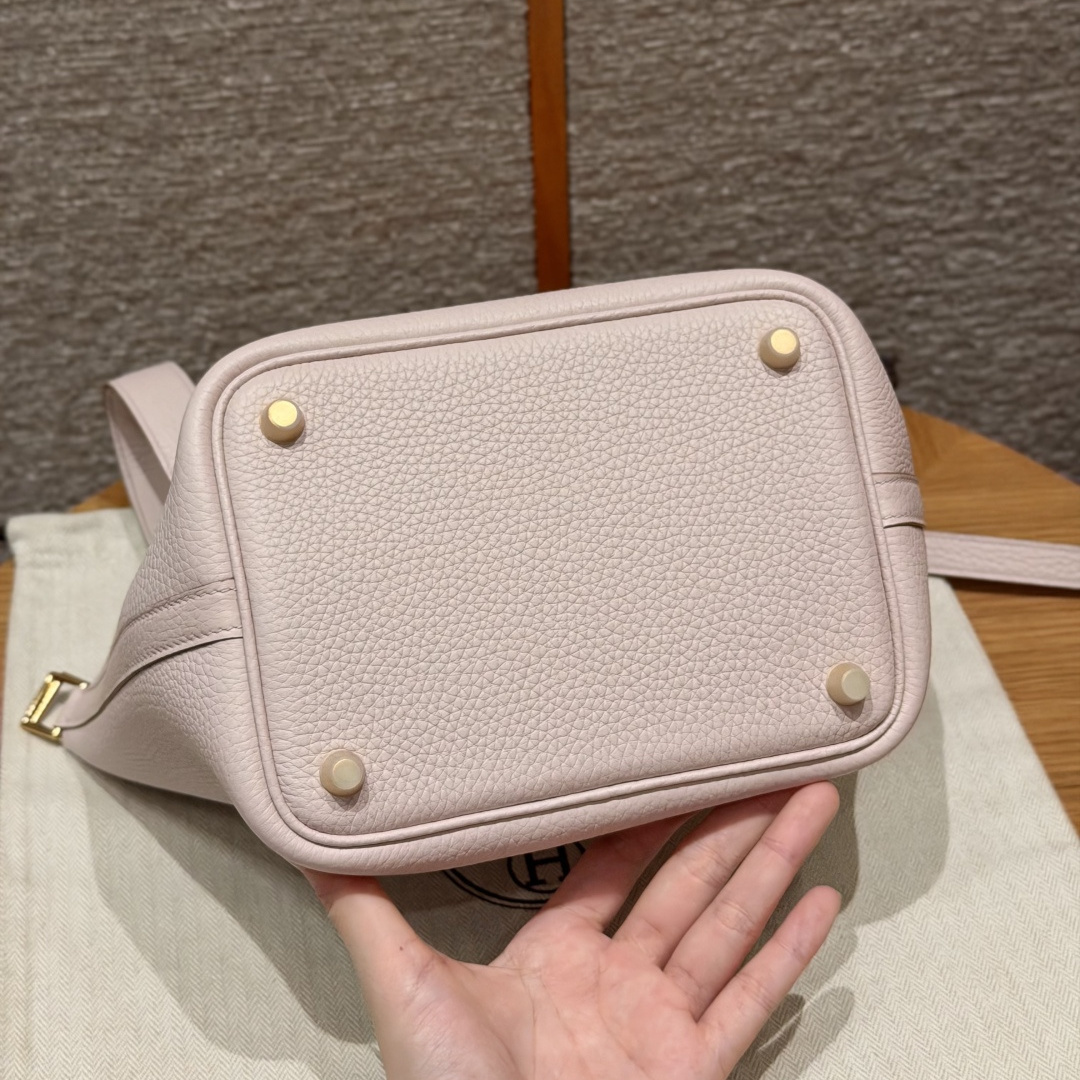 高仿Hermes*Picotin Lock18系列H56289TC09夢幻紫牛皮金扣純手工