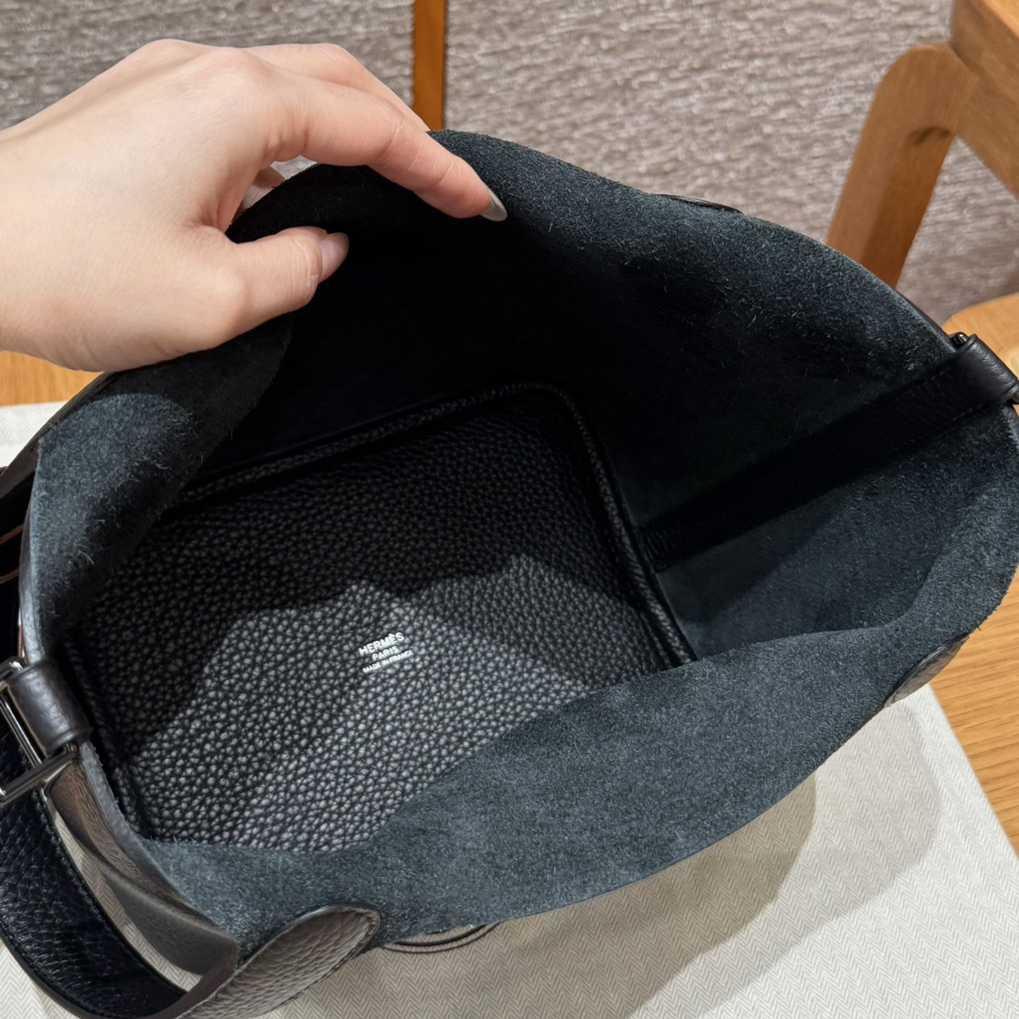高仿Hermes*Picotin Lock18系列H56289TC89黑色牛皮黑扣純手工