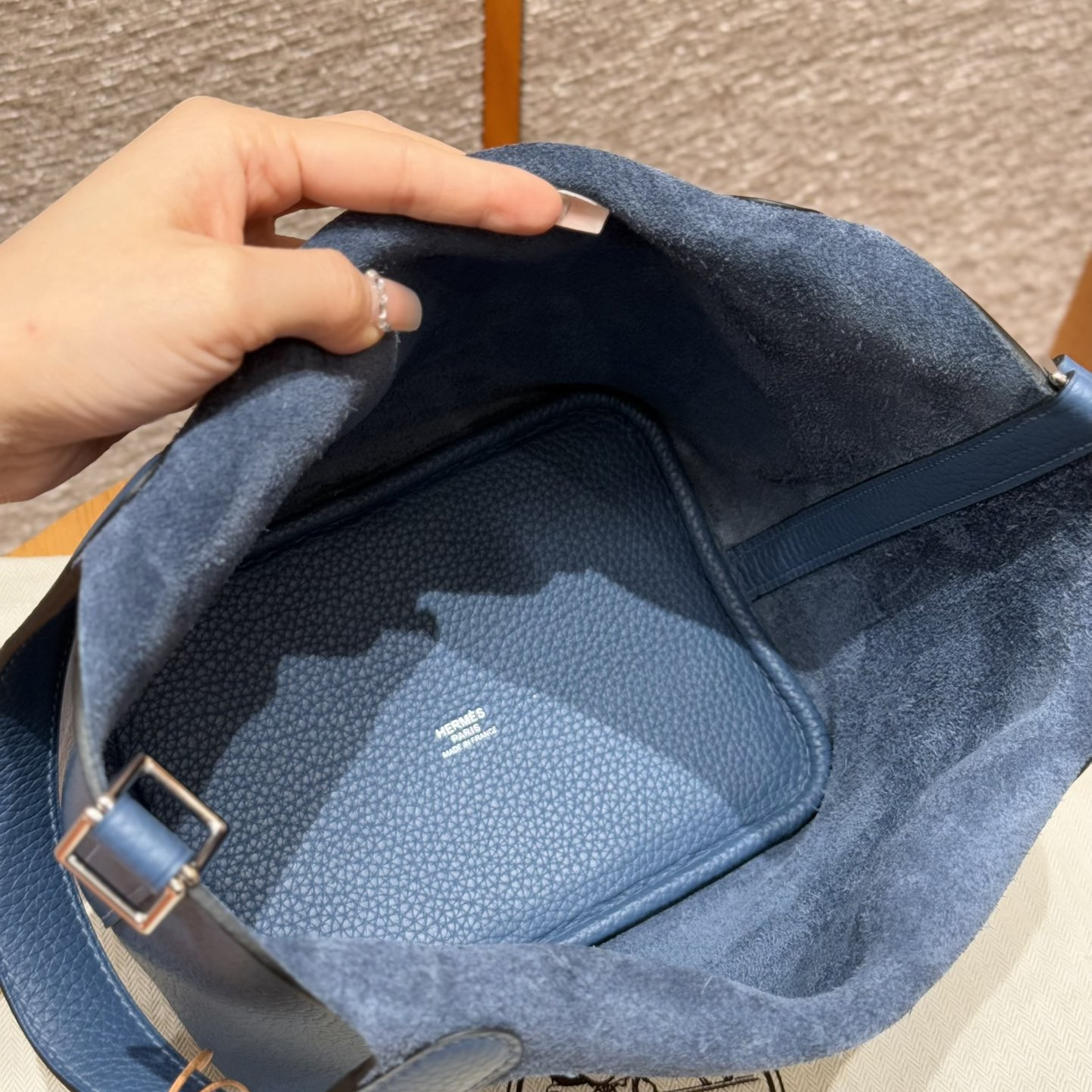 高仿Hermes*Picotin Lock18系列H56289TC4Z瑪瑙藍牛皮銀扣純手工