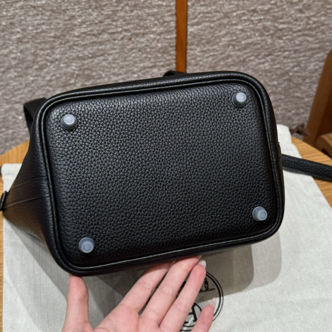 高仿Hermes*Picotin Lock18系列H56289TC89黑色牛皮黑扣純手工