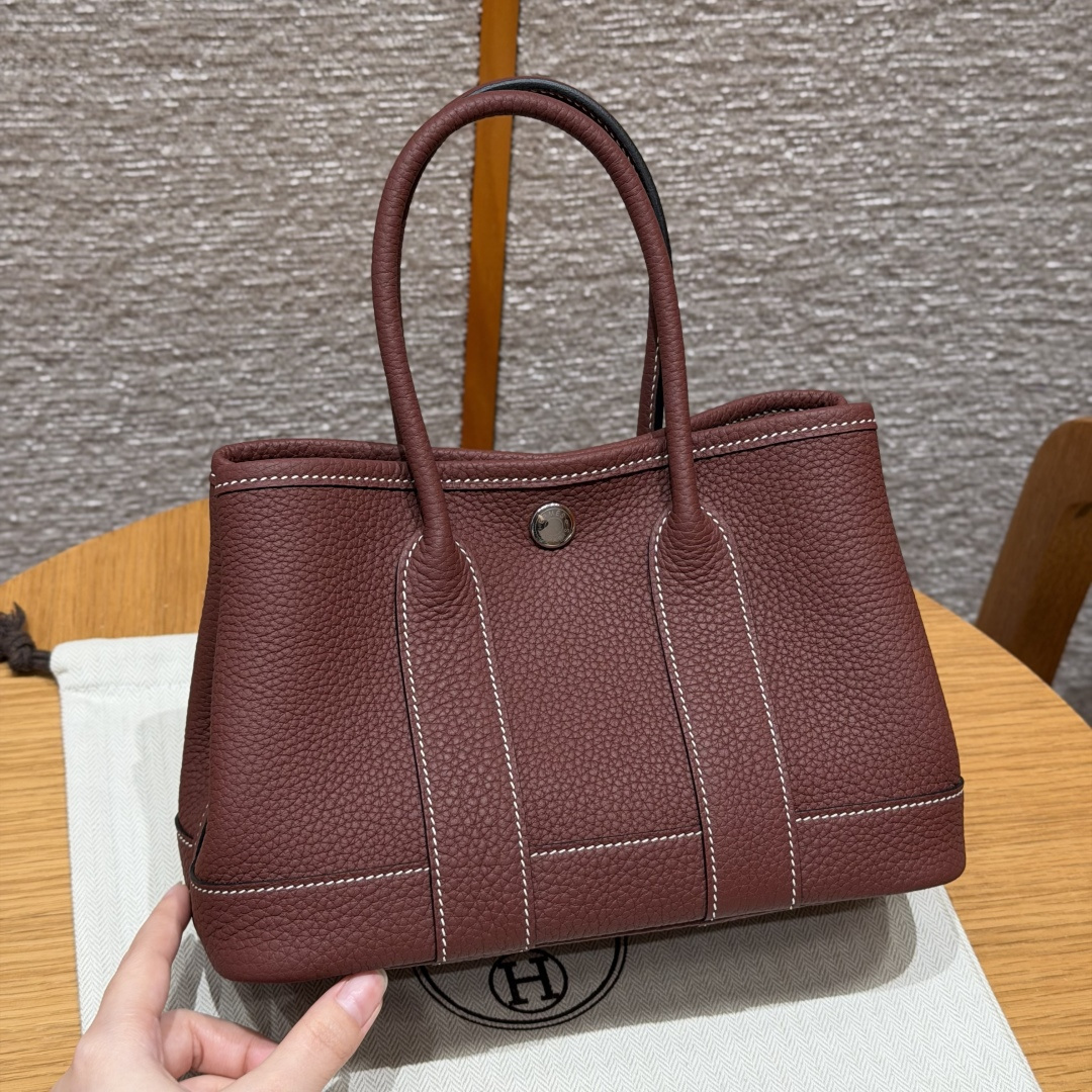 高仿Hermes*Garden Party23系列H05156855愛馬仕紅牛皮銀扣純手工