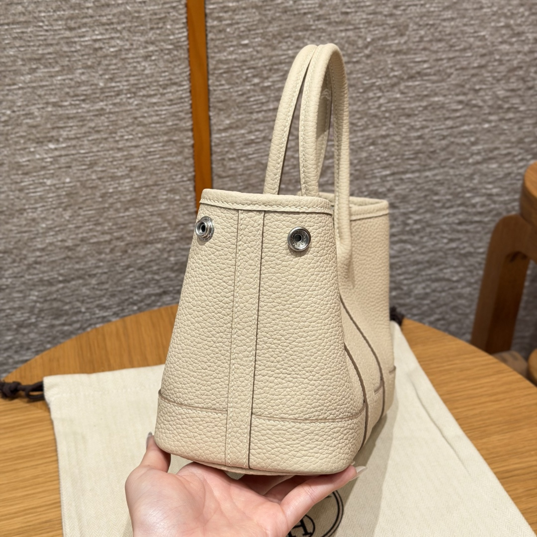 高仿Hermes*Garden Party23系列H08642210奶昔白牛皮銀扣純手工