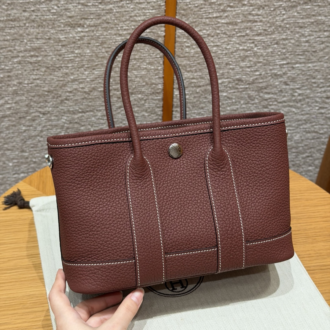 高仿Hermes*Garden Party23系列H05156855愛馬仕紅牛皮銀扣純手工