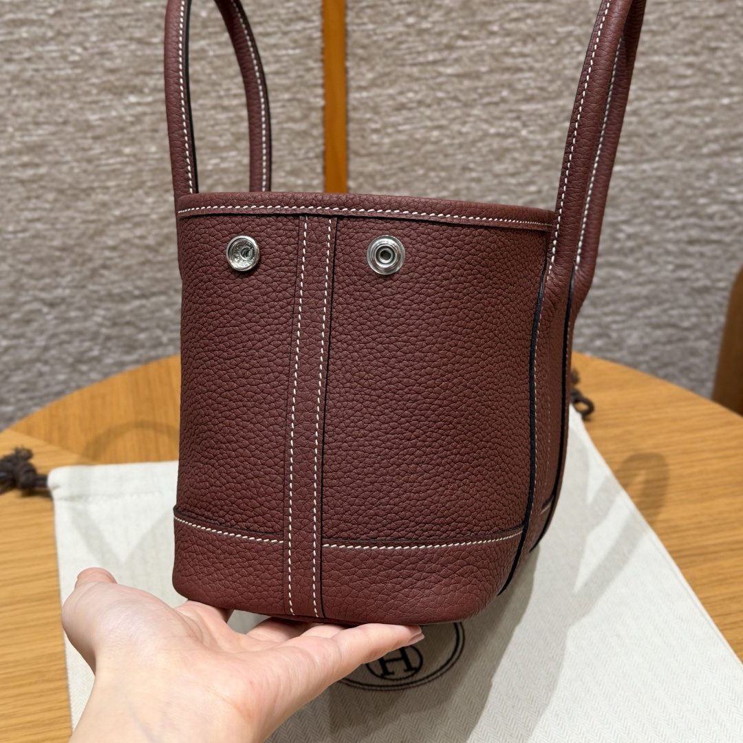 高仿Hermes*Garden Party23系列H05156855愛馬仕紅牛皮銀扣純手工