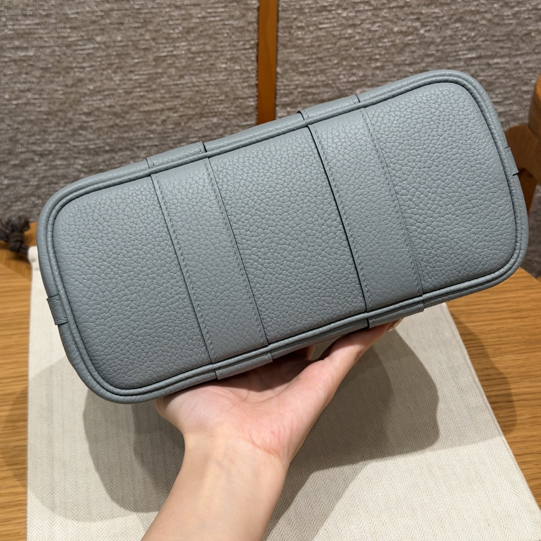 高仿Hermes*Garden Party23系列H051568P0木偶灰牛皮銀扣純手工