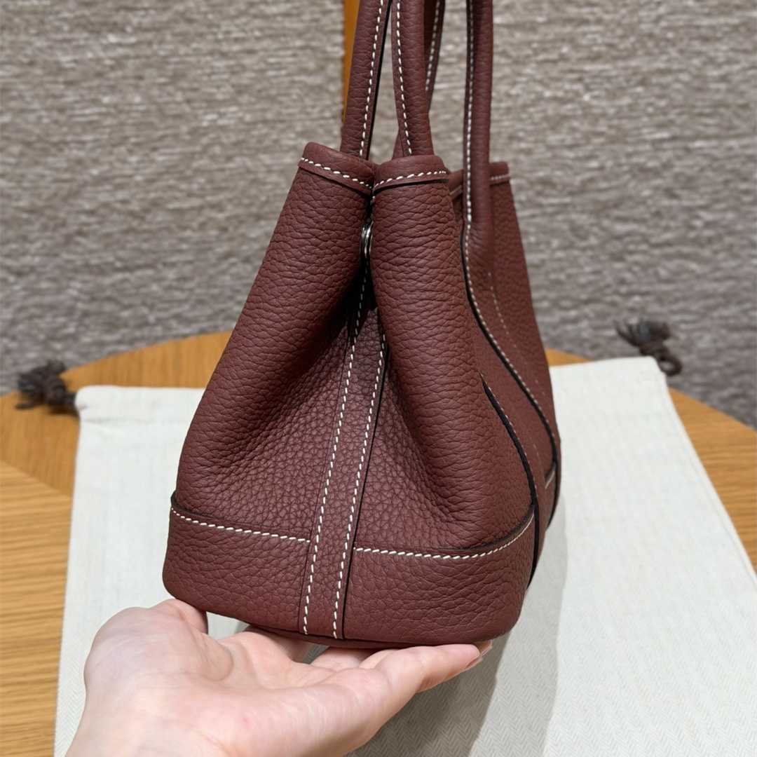 高仿Hermes*Garden Party23系列H05156855愛馬仕紅牛皮銀扣純手工