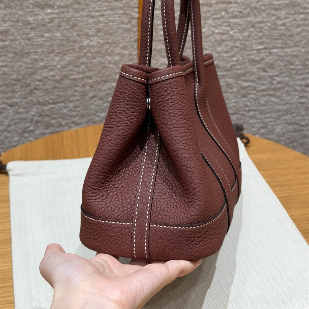 高仿Hermes*Garden Party23系列H05156855愛馬仕紅牛皮銀扣純手工