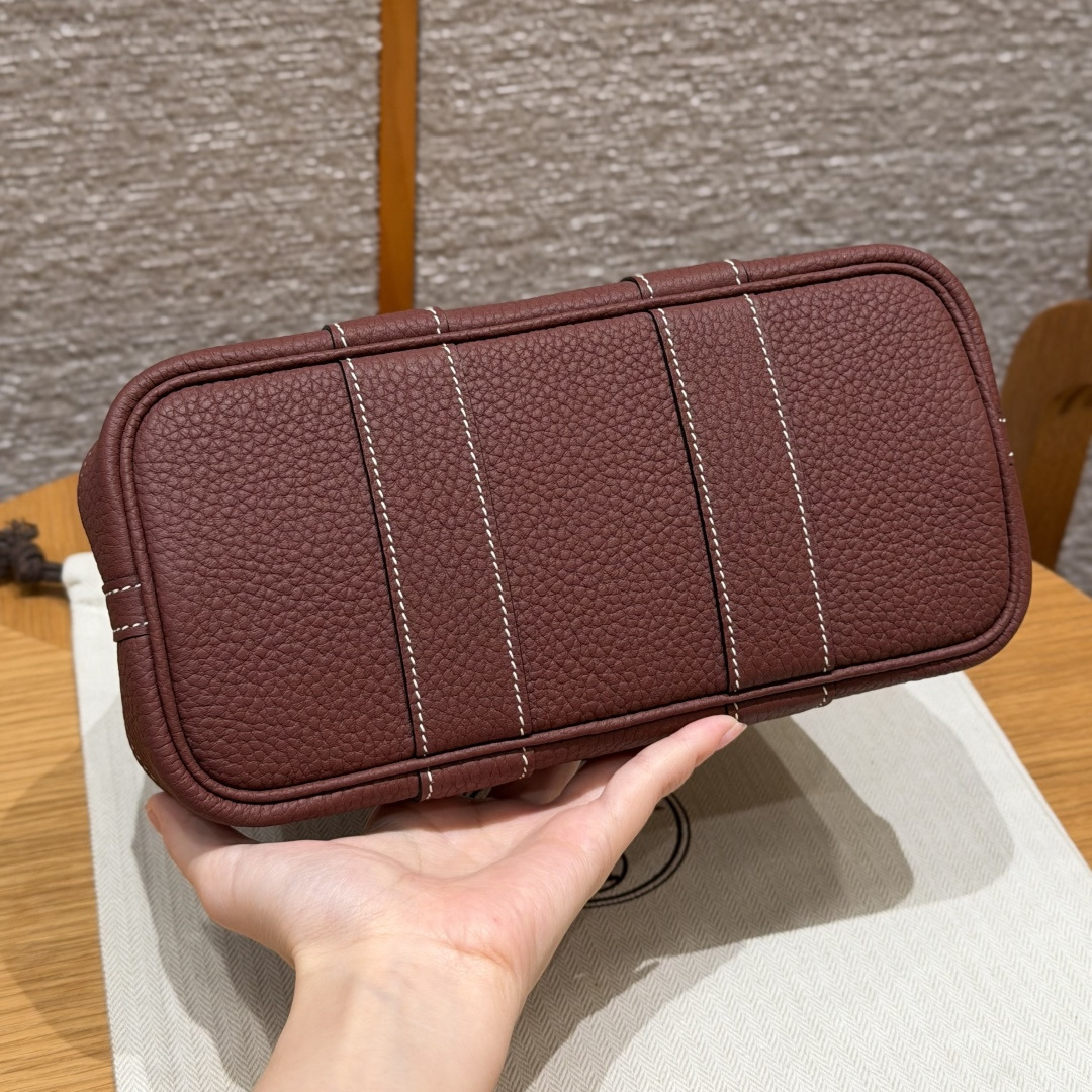高仿Hermes*Garden Party23系列H05156855愛馬仕紅牛皮銀扣純手工