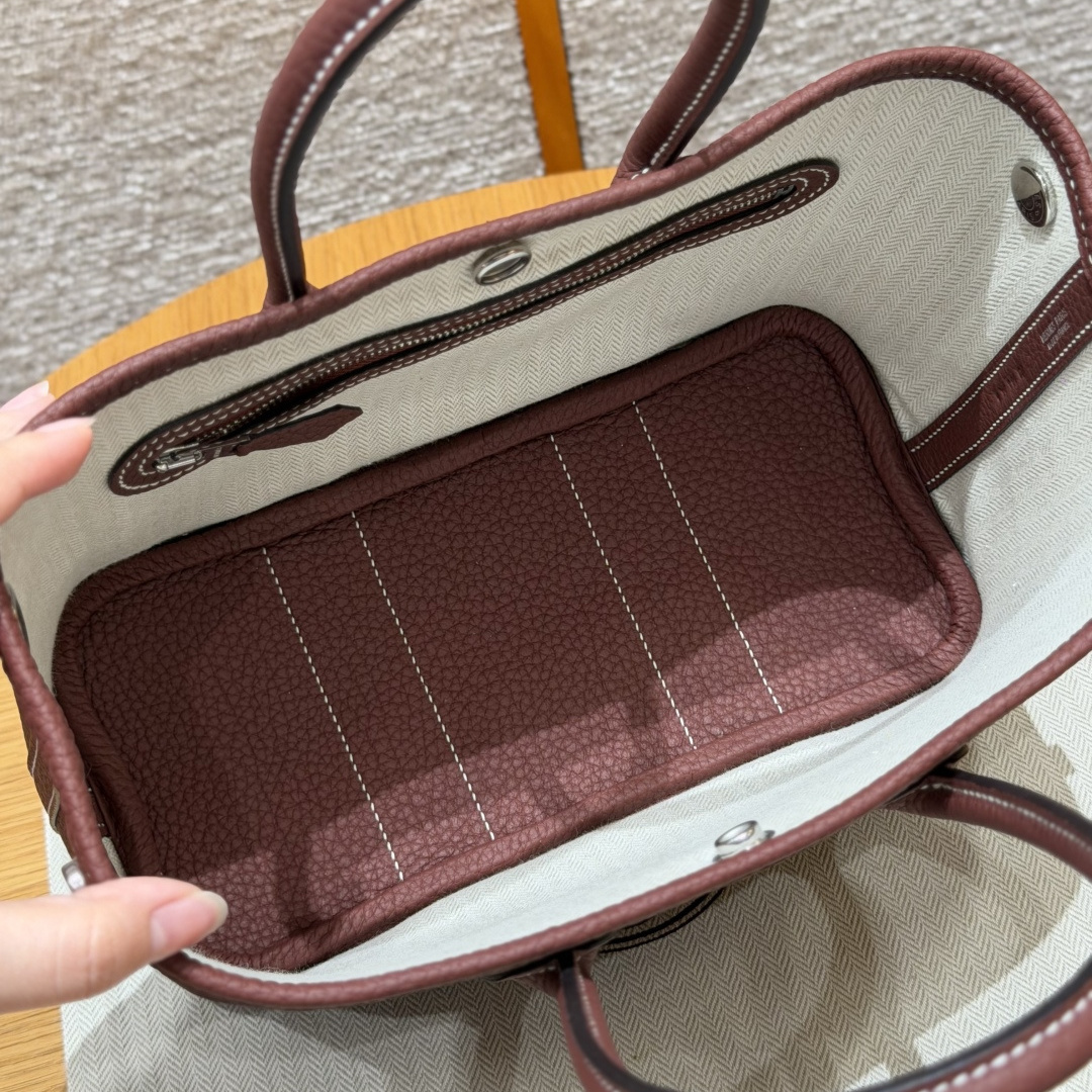 高仿Hermes*Garden Party23系列H05156855愛馬仕紅牛皮銀扣純手工