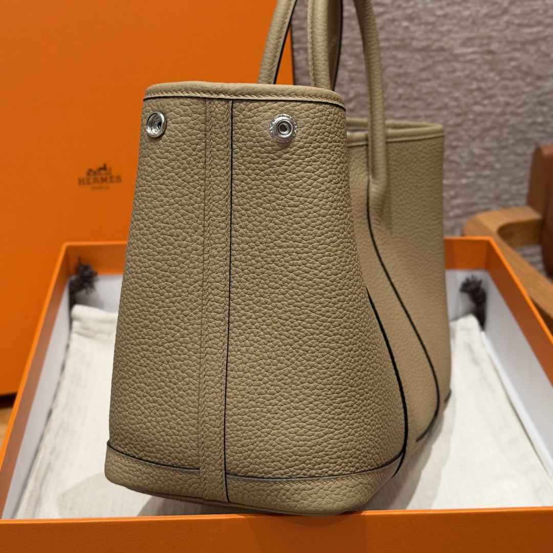 高仿Hermes*Garden Party30系列H0515688Q馬爾法米牛皮銀扣純手工