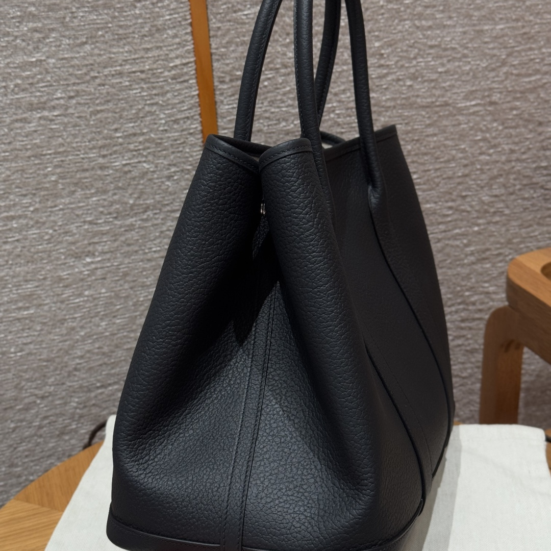 高仿Hermes*Garden Party36系列H05155989黑色牛皮銀扣純手工