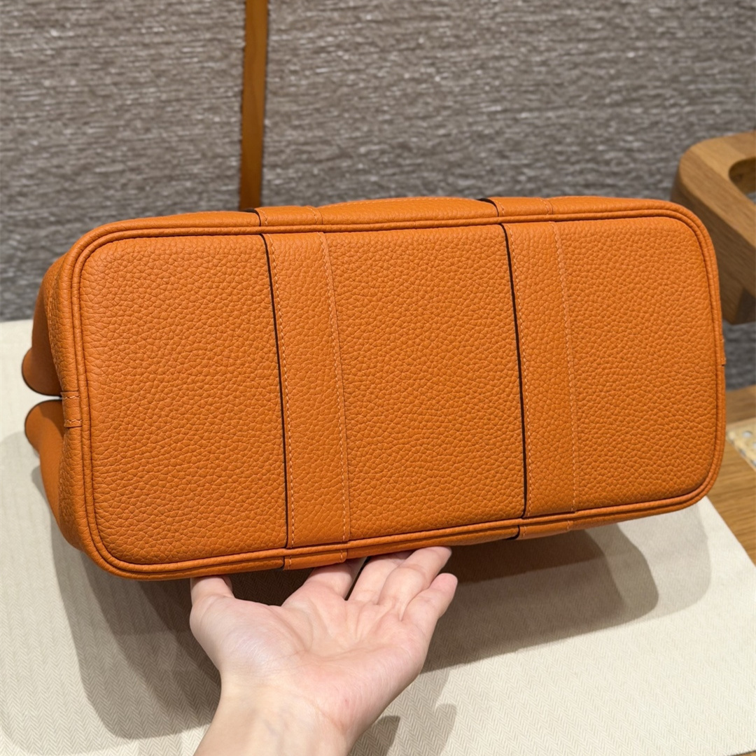 高仿Hermes*Garden Party30系列H05156893經典橙牛皮銀扣純手工