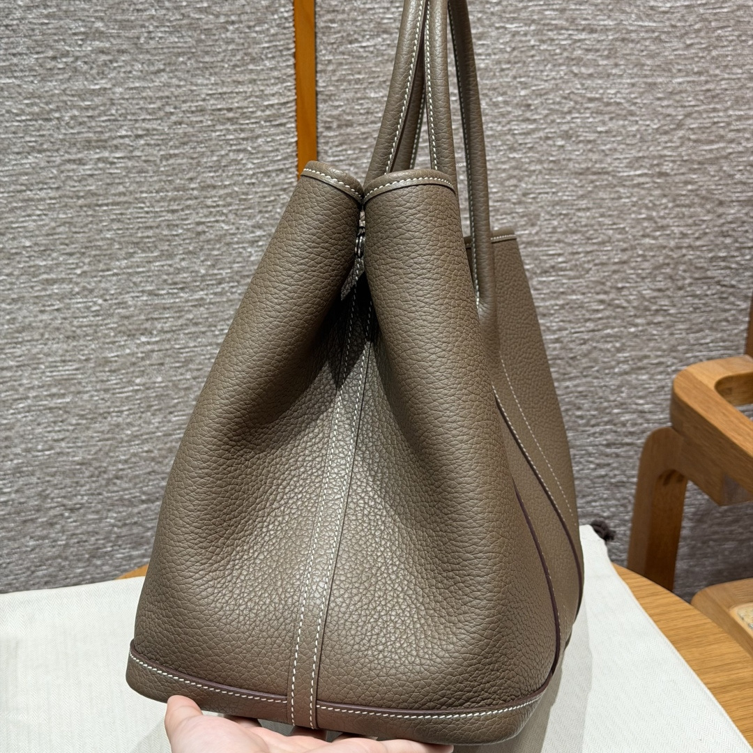 高仿Hermes*Garden Party36系列H05155918大象灰牛皮銀扣純手工