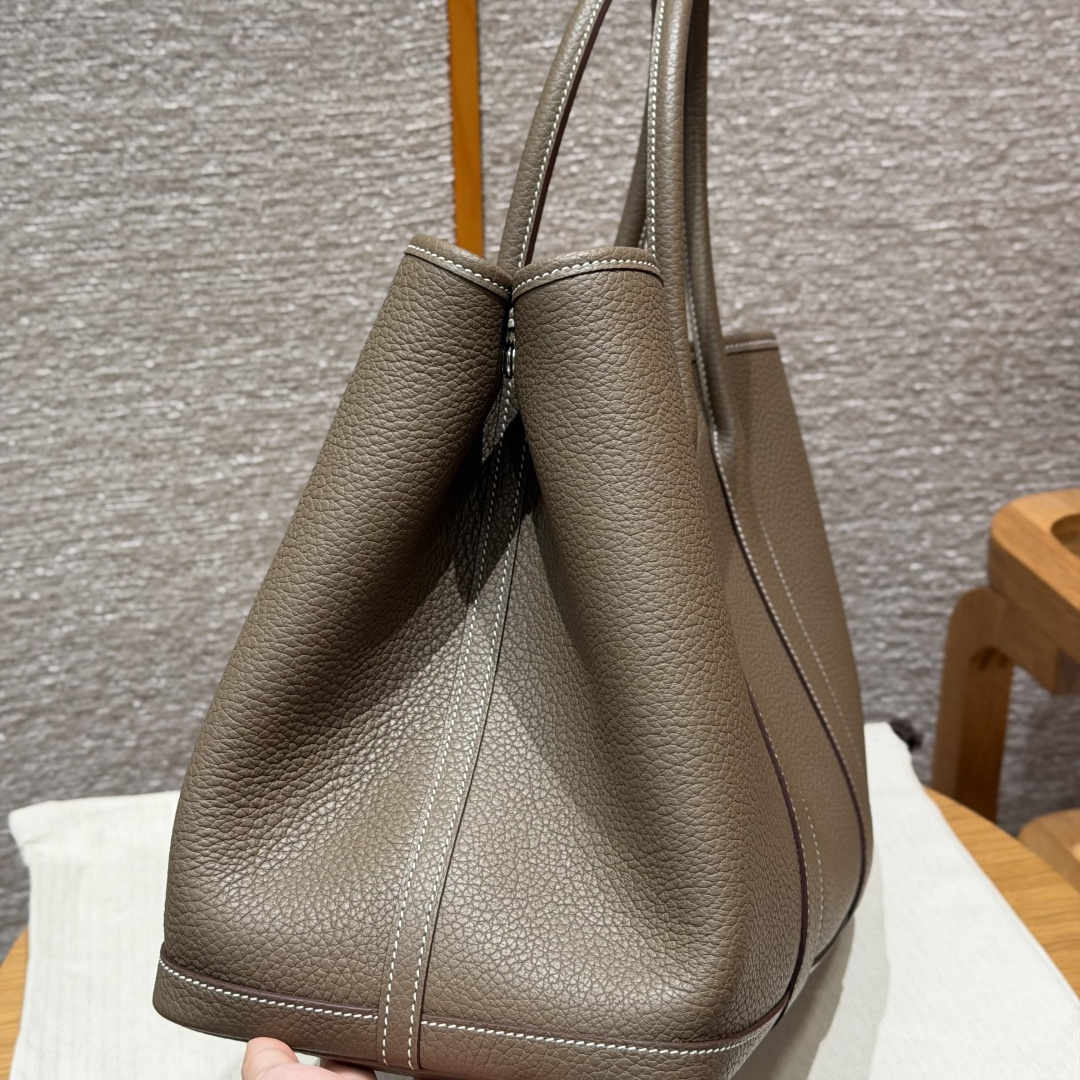 高仿Hermes*Garden Party36系列H05155918大象灰牛皮銀扣純手工
