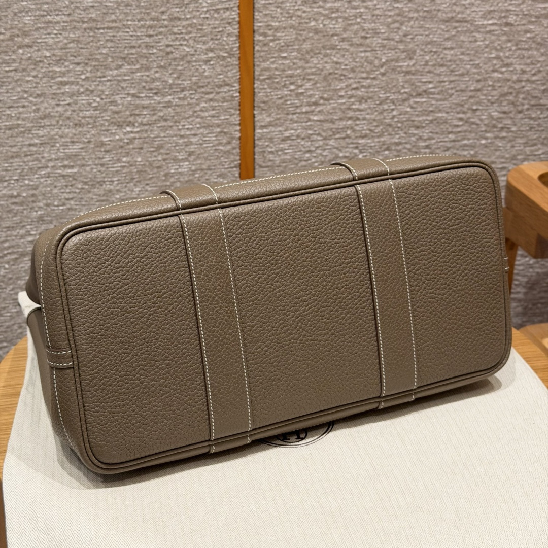 高仿Hermes*Garden Party36系列H05155918大象灰牛皮銀扣純手工