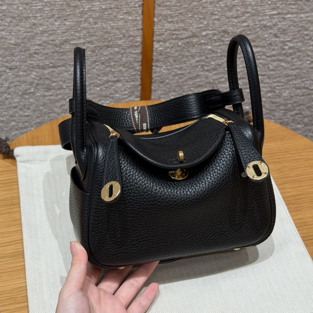 高仿Hermes*Lindy19系列H079086TC89黑色牛皮金扣純手工