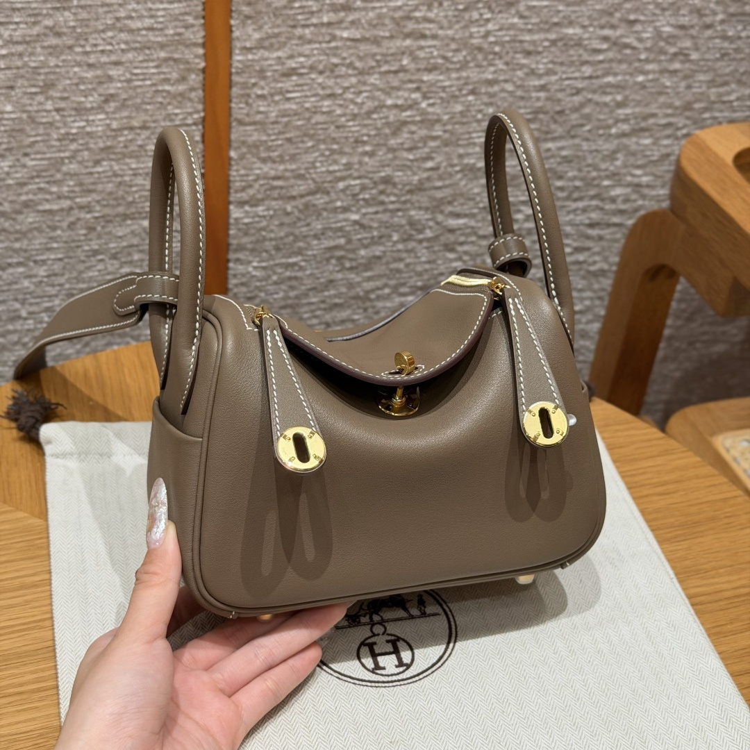 高仿Hermes*Lindy19系列H079086SW18大象灰牛皮金扣純手工