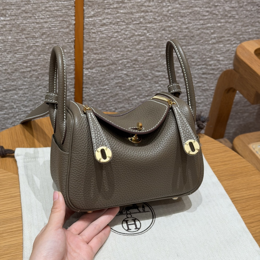 高仿Hermes*Lindy19系列H079086TC18大象灰牛皮金扣純手工