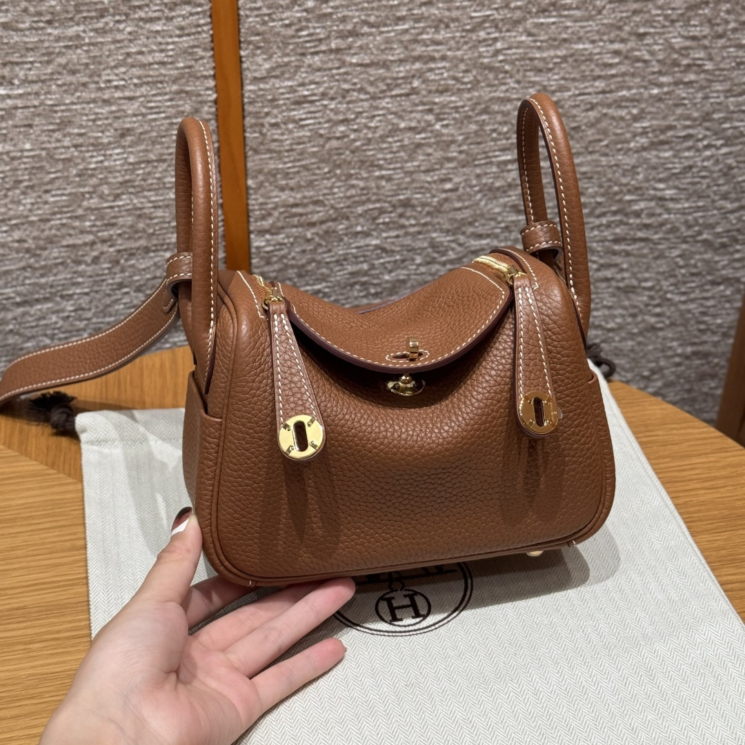 高仿Hermes*Lindy19系列H079086TC37金棕色牛皮金扣純手工