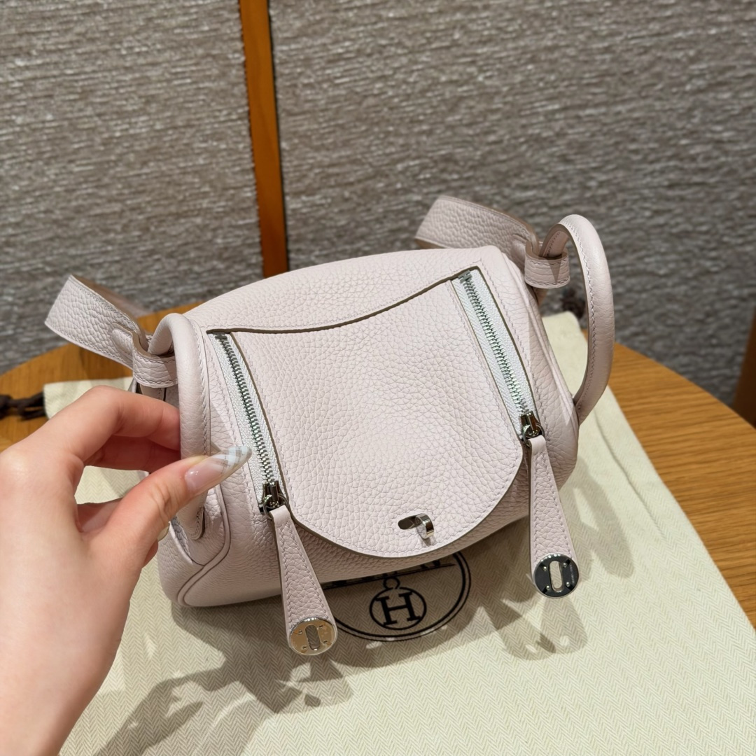 高仿Hermes*Lindy19系列H079086TC09夢幻紫牛皮銀扣純手工