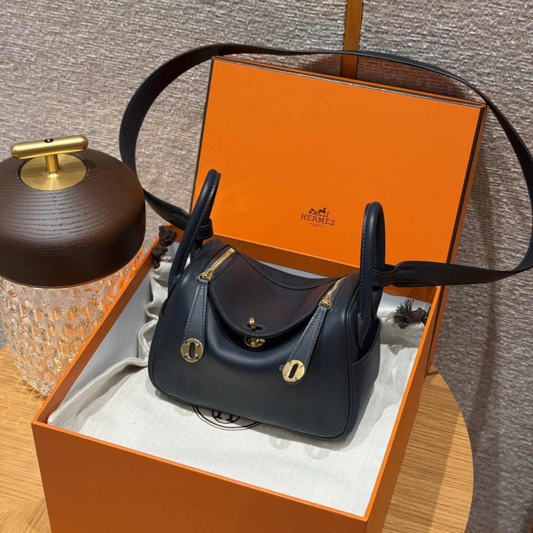 高仿Hermes*Lindy19系列H079086SW88石墨灰牛皮金扣純手工