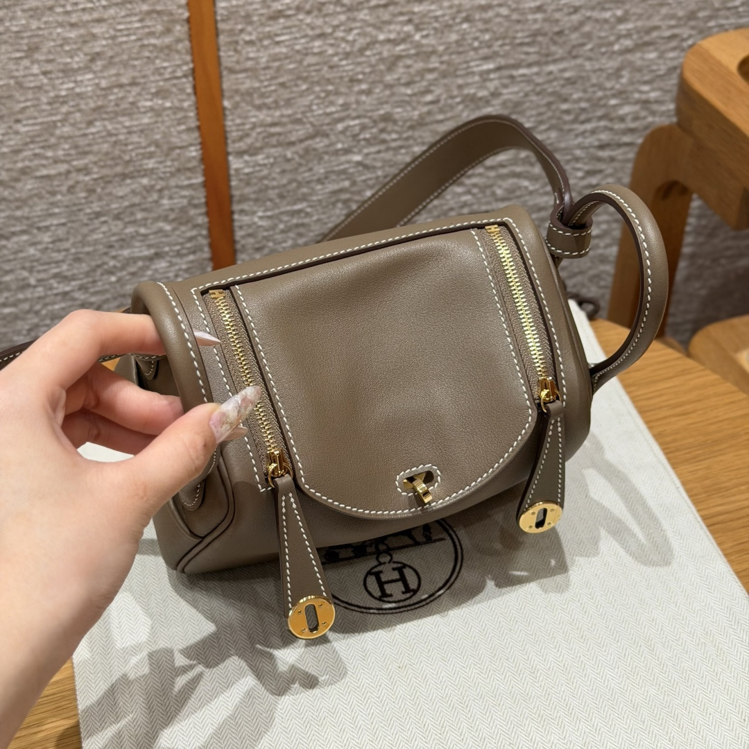 高仿Hermes*Lindy19系列H079086SW18大象灰牛皮金扣純手工