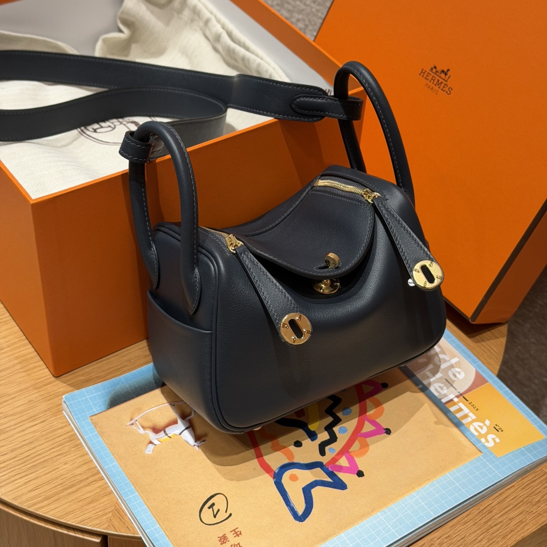 高仿Hermes*Lindy19系列H079086SW88石墨灰牛皮金扣純手工