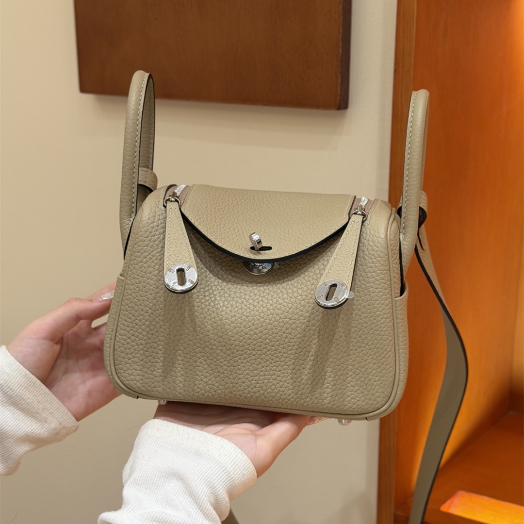 高仿Hermes*Lindy19系列H079086TCS2風衣灰牛皮銀扣純手工