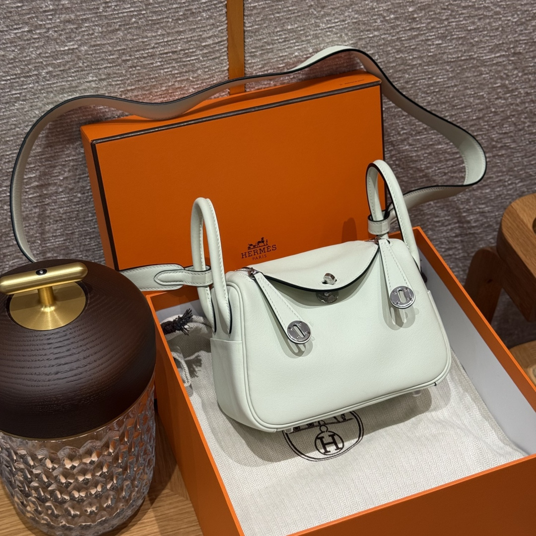 高仿Hermes*Lindy19系列H079086SWOS氣泡綠牛皮銀扣純手工