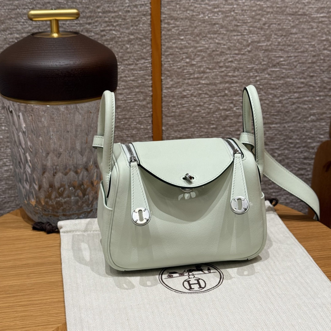 高仿Hermes*Lindy19系列H079086SWOS氣泡綠牛皮銀扣純手工