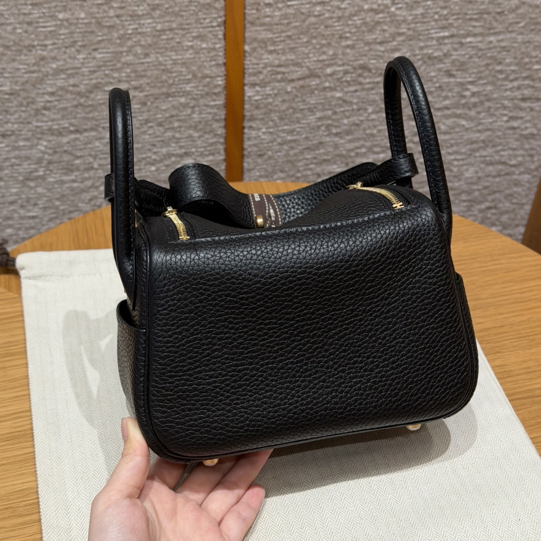 高仿Hermes*Lindy19系列H079086TC89黑色牛皮金扣純手工