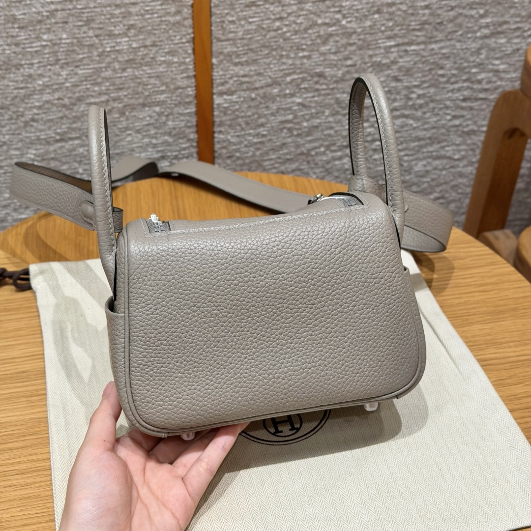 高仿Hermes*Lindy19系列H079086TCM8瀝青灰牛皮銀扣純手工