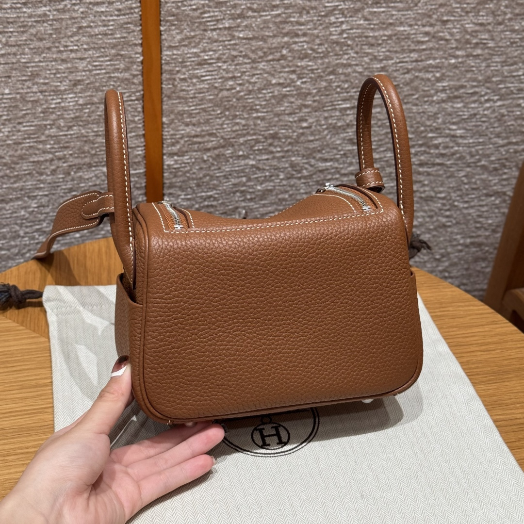 高仿Hermes*Lindy19系列H079086TC37金棕色牛皮銀扣純手工