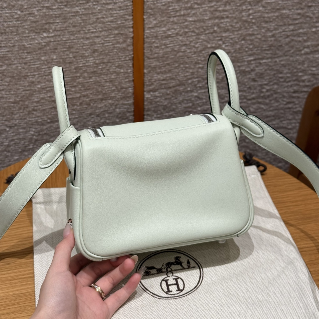 高仿Hermes*Lindy19系列H079086SWOS氣泡綠牛皮銀扣純手工