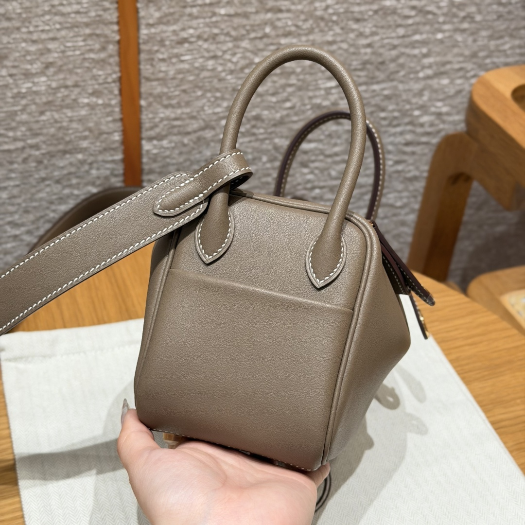 高仿Hermes*Lindy19系列H079086SW18大象灰牛皮金扣純手工