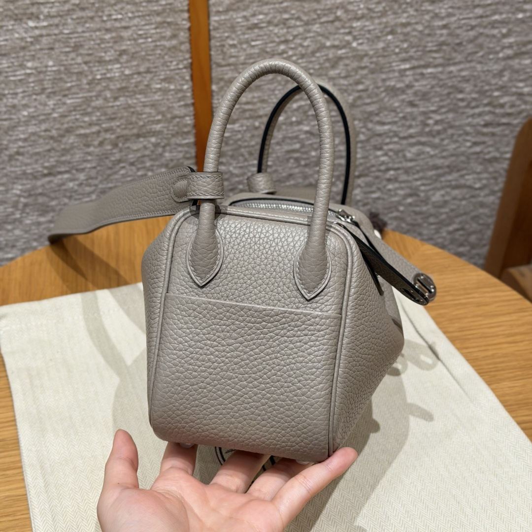 高仿Hermes*Lindy19系列H079086TCM8瀝青灰牛皮銀扣純手工