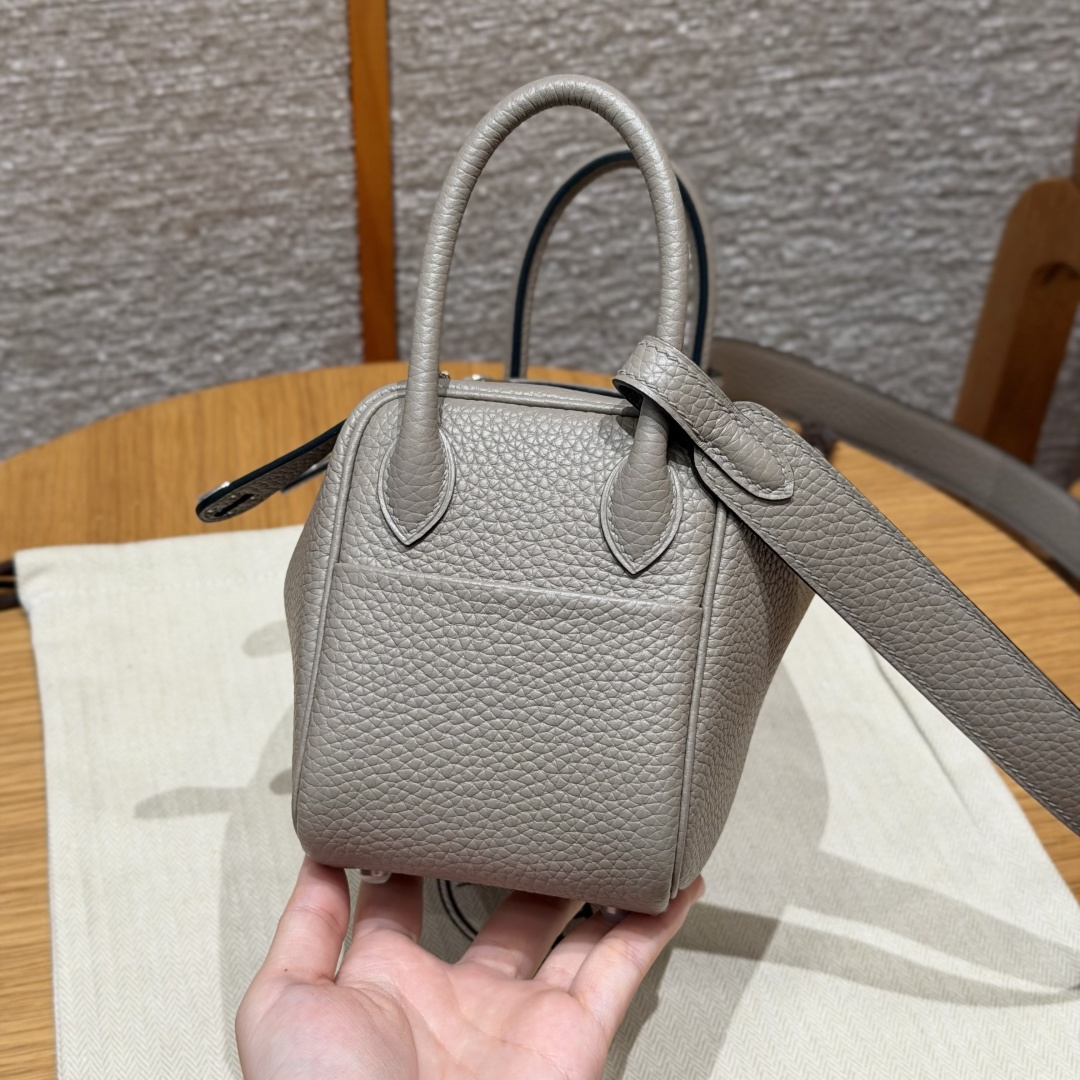 高仿Hermes*Lindy19系列H079086TCM8瀝青灰牛皮銀扣純手工
