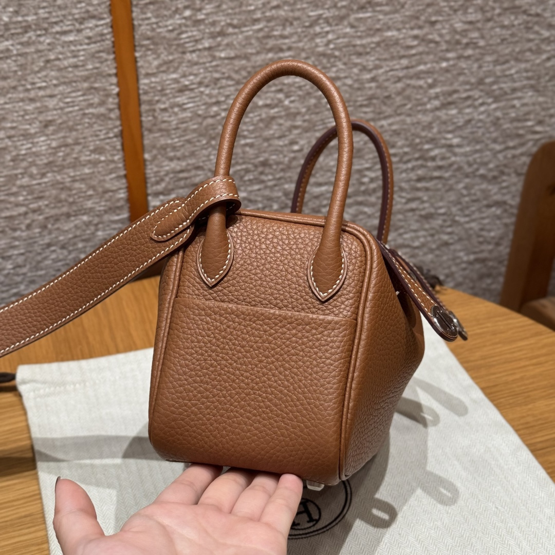 高仿Hermes*Lindy19系列H079086TC37金棕色牛皮銀扣純手工