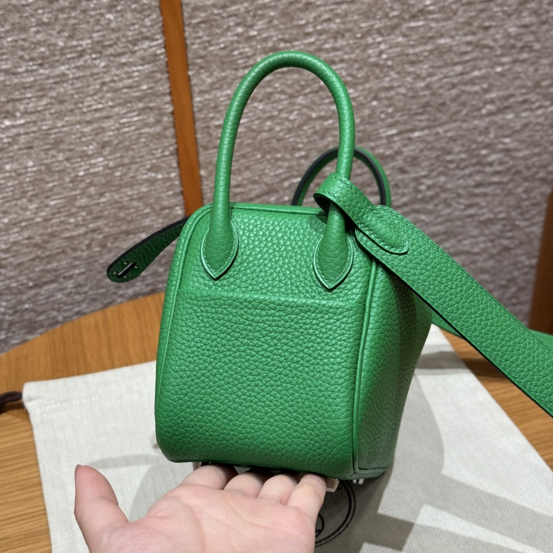 高仿Hermes*Lindy19系列H079086TC1K竹子綠牛皮銀扣純手工