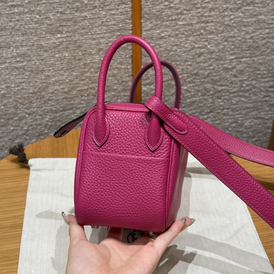 高仿Hermes*Lindy19系列H079086TCL3玫瑰紫牛皮銀扣純手工