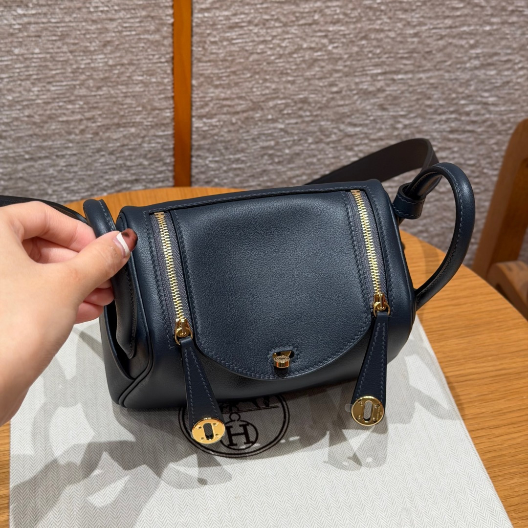 高仿Hermes*Lindy19系列H079086SW88石墨灰牛皮金扣純手工