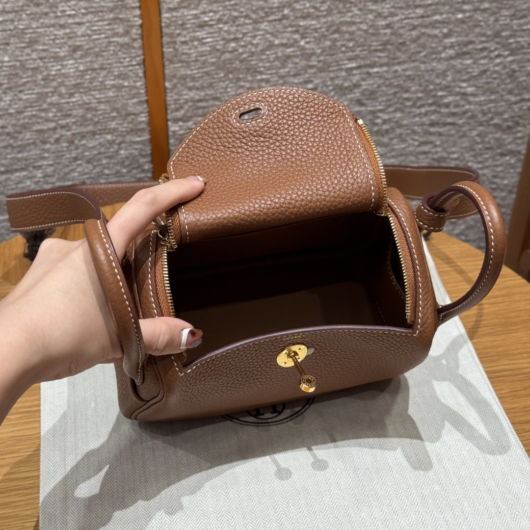 高仿Hermes*Lindy19系列H079086TC37金棕色牛皮金扣純手工