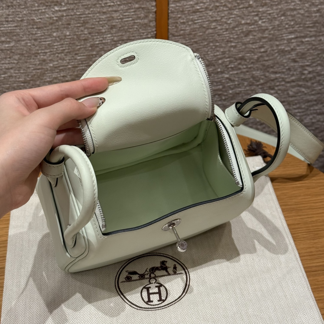 高仿Hermes*Lindy19系列H079086SWOS氣泡綠牛皮銀扣純手工