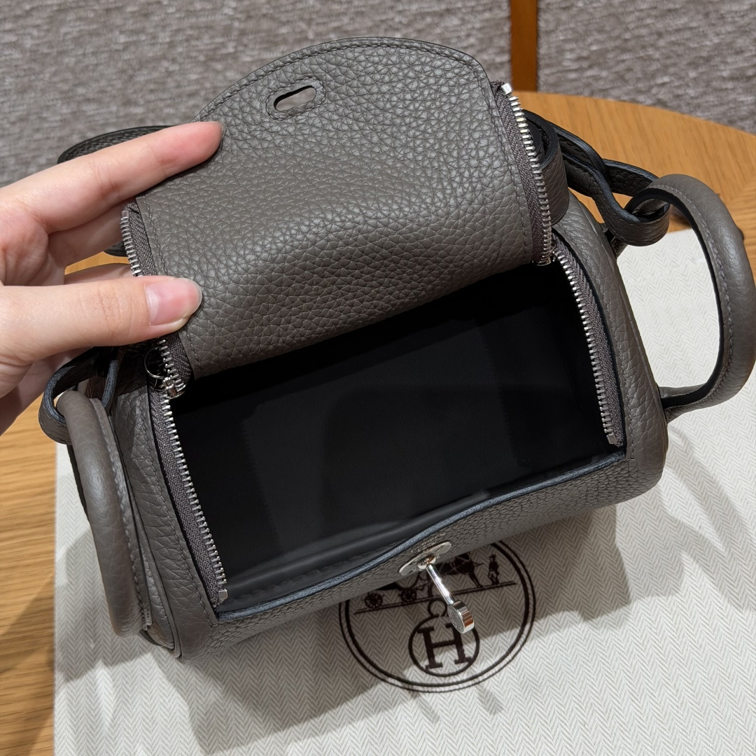 高仿Hermes*Lindy19系列H079086TC8F錫器灰牛皮銀扣純手工